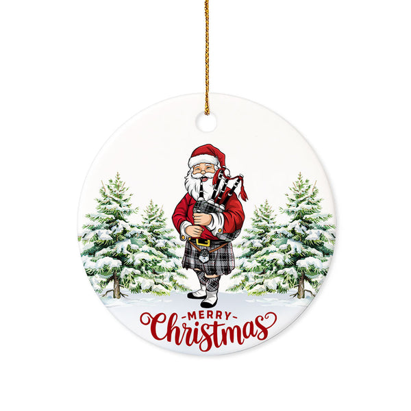 Moffat Modern Tartan Ceramic Ornament Santa