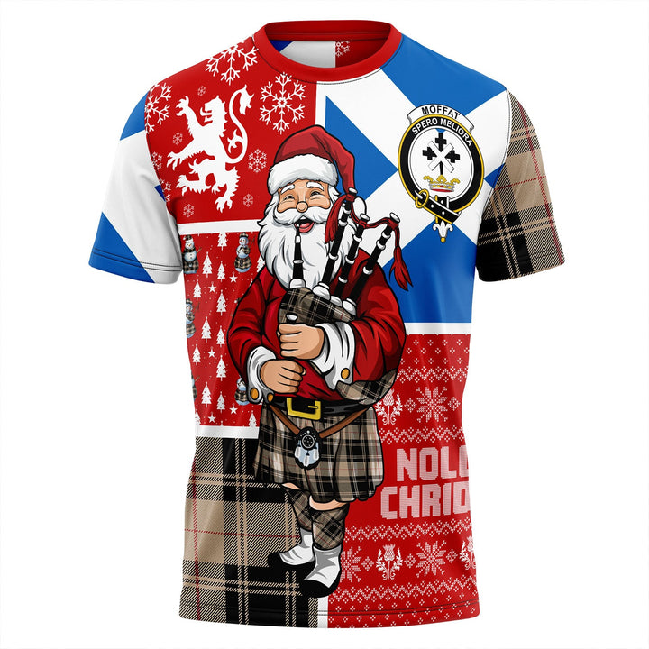 Moffat Weathered Clan Badge Tartan T-Shirt Scotland Christmas Santa