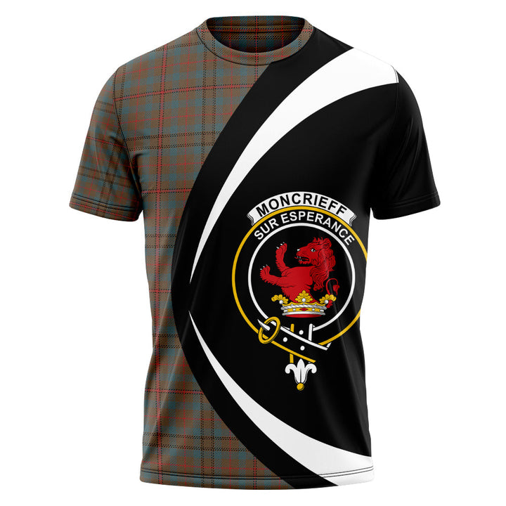 Moncrieffe of Atholl Weathered Clan Badge Tartan T-Shirt Circle Style Personalized