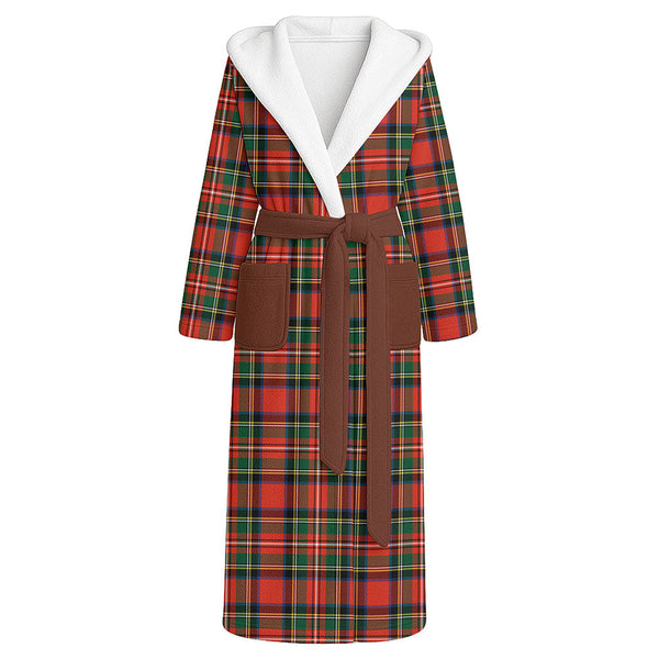 Monypenny Clan Badge Tartan Flannel Hooded Bathrobe