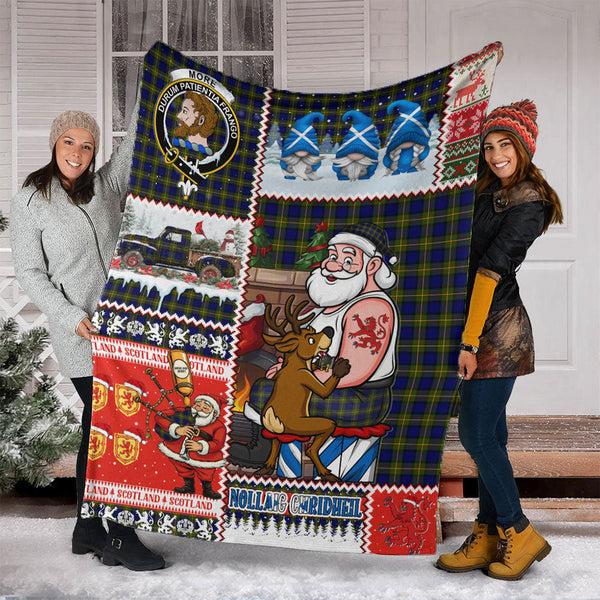 More (Muir) Clan Badge Tartan Blanket Scotland Santa Tattoo Christmas Comic Patchwork Style