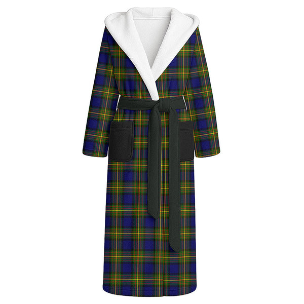 More (Muir) Clan Badge Tartan Flannel Hooded Bathrobe