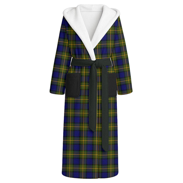 More (Muir) Clan Badge Tartan Flannel Hooded Bathrobe