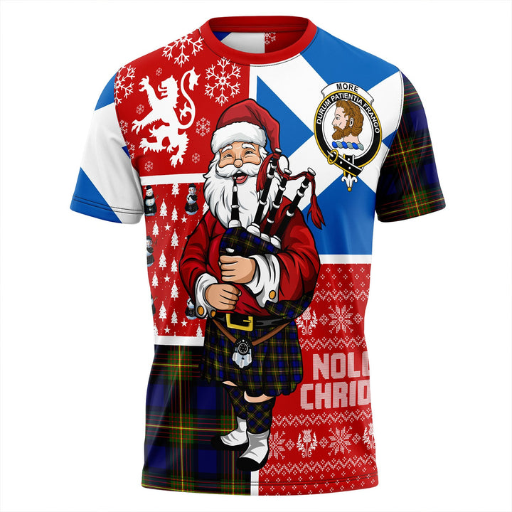 More (Muir) Clan Badge Tartan T-Shirt Scotland Christmas Santa