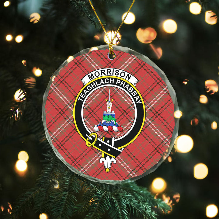 Morrison Weathered Clan Badge Tartan Glass Ornament