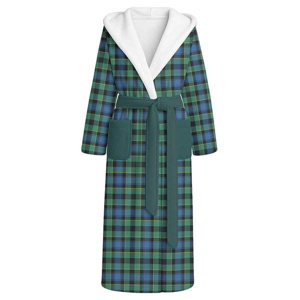 Mouat Clan Badge Tartan Flannel Hooded Bathrobe