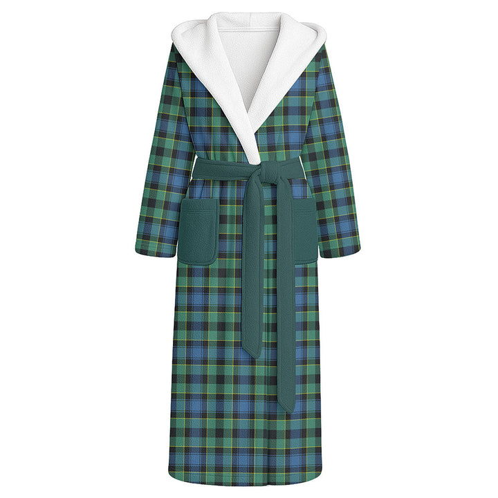Mouat Clan Badge Tartan Flannel Hooded Bathrobe