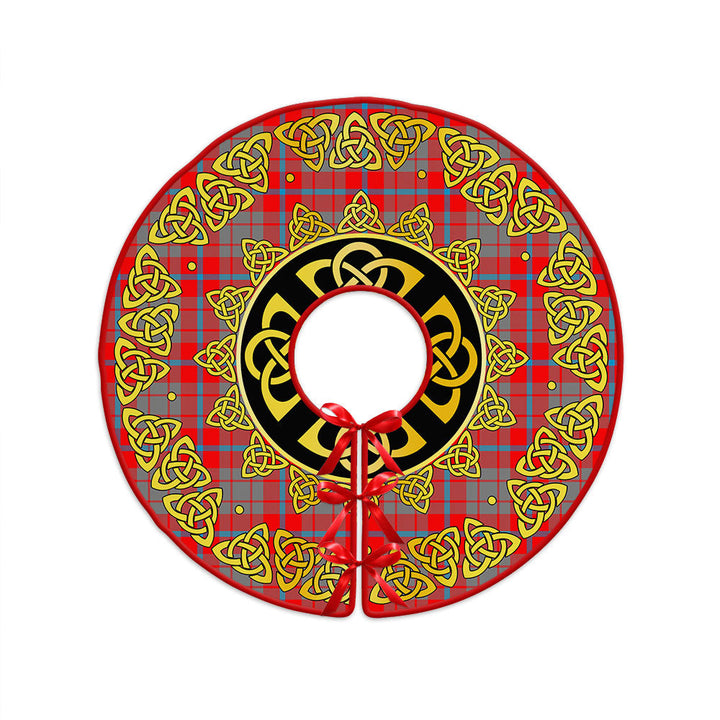 Moubray Clan Badge Tartan Christmas Tree Skirt Golden Celtic Heritage