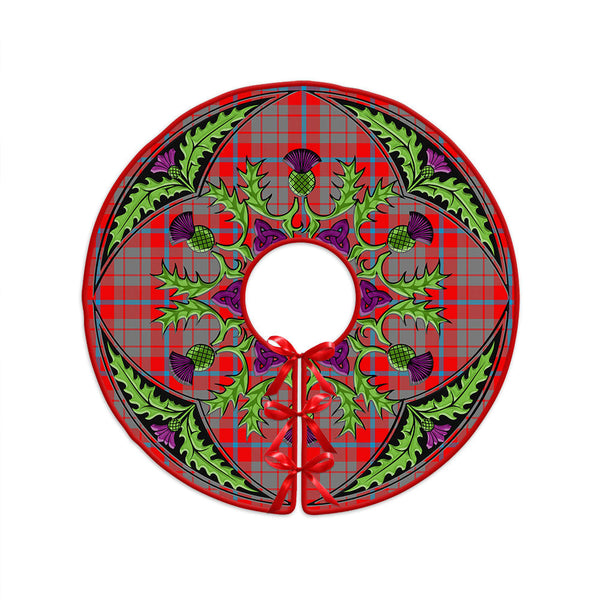 Moubray Clan Badge Tartan Christmas Tree Skirt Scottish Thistle Design