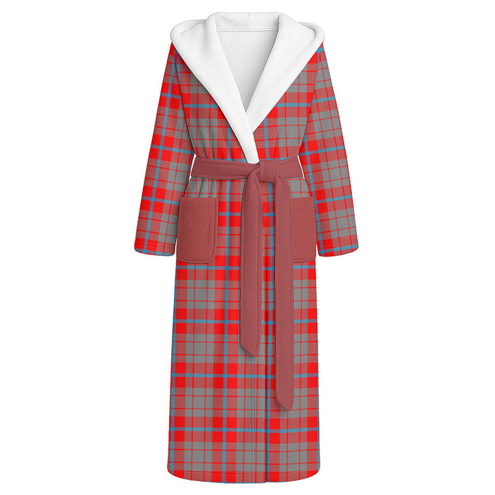 Moubray Clan Badge Tartan Flannel Hooded Bathrobe
