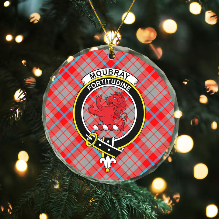 Moubray Clan Badge Tartan Glass Ornament