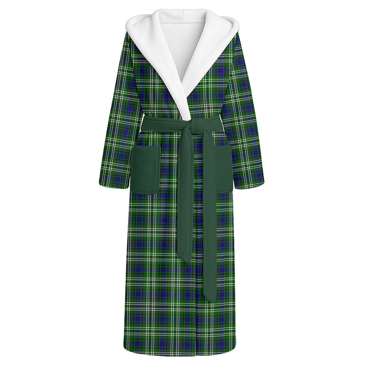 Mow Clan Badge Tartan Flannel Hooded Bathrobe