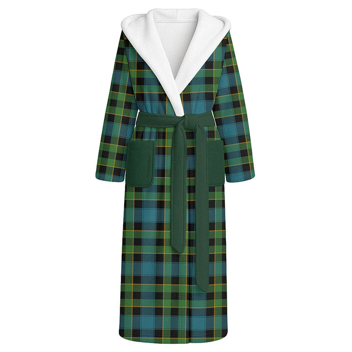 Mowat Ancient Clan Badge Tartan Flannel Hooded Bathrobe
