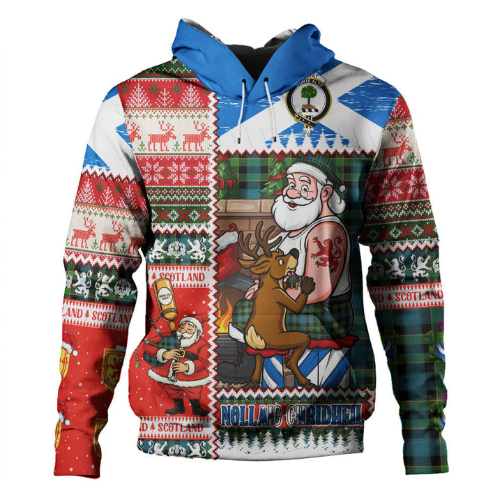 Mowat Ancient Clan Badge Tartan Hoodie Scottish Santa Tattoo Christmas Comic Patchwork Style