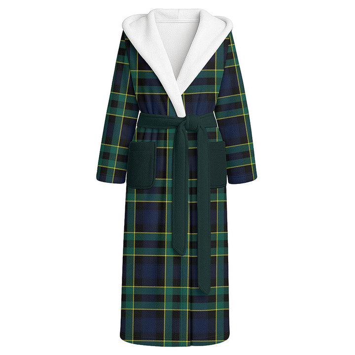 Mowat Modern Clan Badge Tartan Flannel Hooded Bathrobe