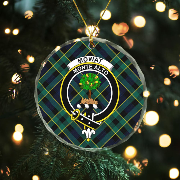 Mowat Modern Clan Badge Tartan Glass Ornament