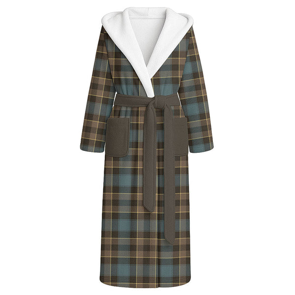 Mowat Weathered Clan Badge Tartan Flannel Hooded Bathrobe