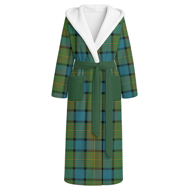 Muir Ancient Clan Badge Tartan Flannel Hooded Bathrobe