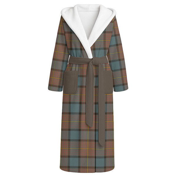 Muir Weathered Clan Badge Tartan Flannel Hooded Bathrobe