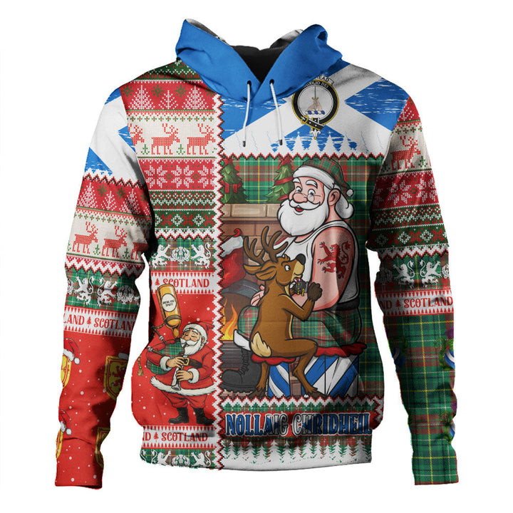 Muirhead Modern Clan Badge Tartan Hoodie Scottish Santa Tattoo Christmas Comic Patchwork Style