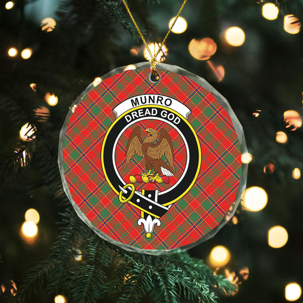 Munro (Logan) Modern Clan Badge Tartan Glass Ornament