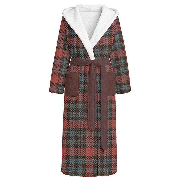 Murdoch Weathered Clan Badge Tartan Flannel Hooded Bathrobe