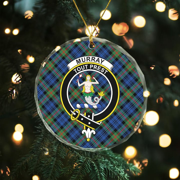 Murray Modern Clan Badge Tartan Glass Ornament