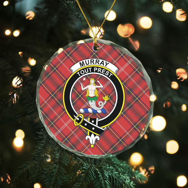 Murray Plaid Artifact Weathered Clan Badge Tartan Glass Ornament