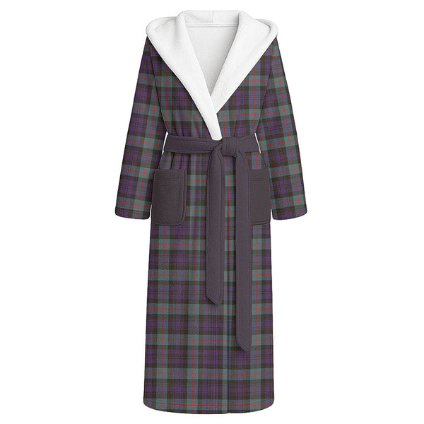 Murray Weathered Clan Badge Tartan Flannel Hooded Bathrobe