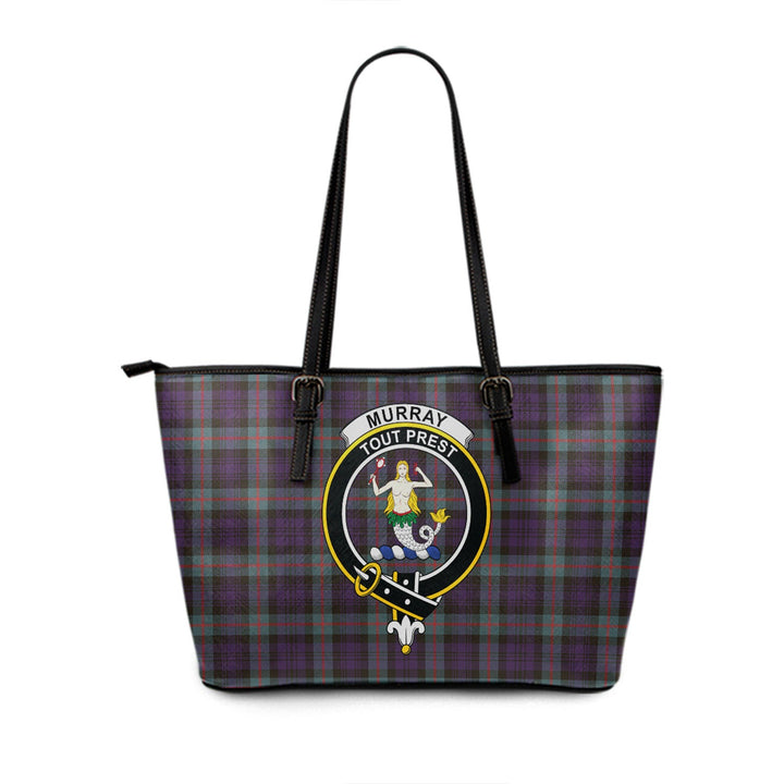 Murray Weathered Clan Badge Tartan Leather Tote Bag