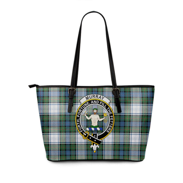 Murray of Atholl Dress (Murray Dress) Ancient Clan Badge Tartan Leather Tote Bag