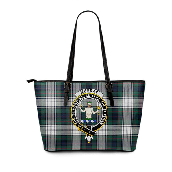 Murray of Atholl Dress (Murray Dress) Modern Clan Badge Tartan Leather Tote Bag