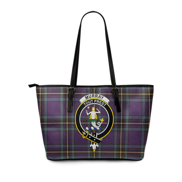 Murray of Elibank Weathered Clan Badge Tartan Leather Tote Bag