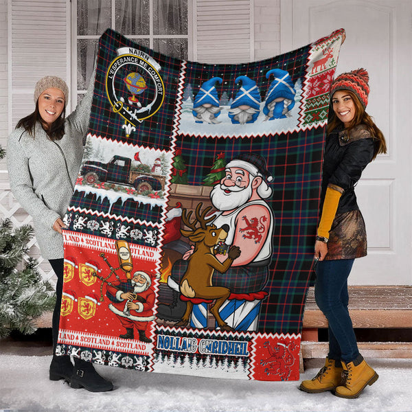 Nairn Modern Clan Badge Tartan Blanket Scotland Santa Tattoo Christmas Comic Patchwork Style