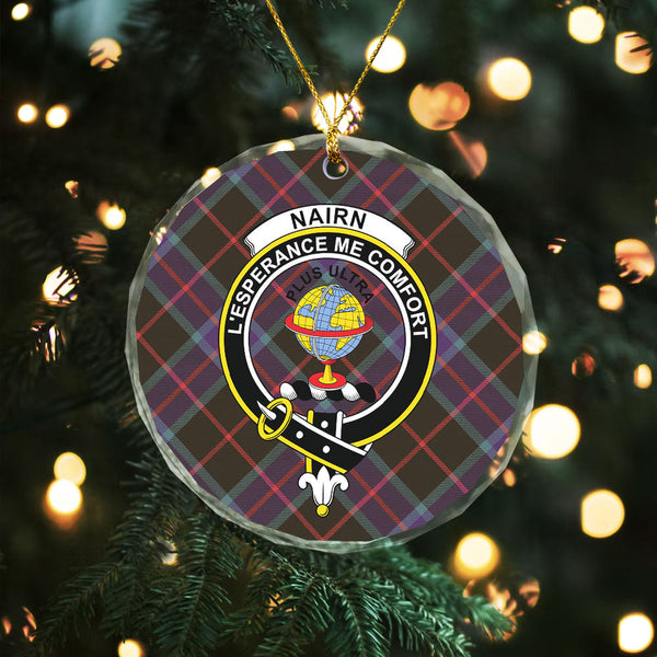 Nairn Weathered Clan Badge Tartan Glass Ornament