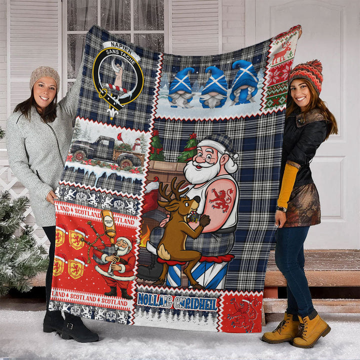 Napier Modern Clan Badge Tartan Blanket Scotland Santa Tattoo Christmas Comic Patchwork Style
