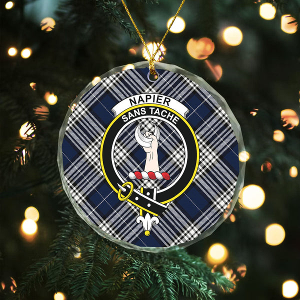 Napier Modern Clan Badge Tartan Glass Ornament