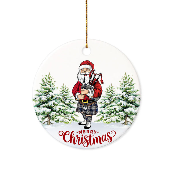 Napier Modern Tartan Ceramic Ornament Santa