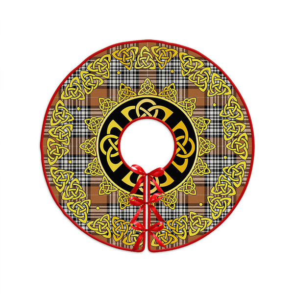 Napier Rose Modern Clan Badge Tartan Christmas Tree Skirt Golden Celtic Heritage