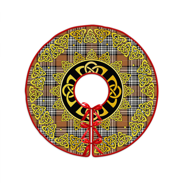 Napier Rose Modern Clan Badge Tartan Christmas Tree Skirt Golden Celtic Heritage