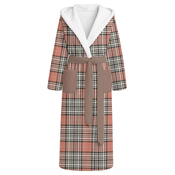 Napier Rose Weathered Clan Badge Tartan Flannel Hooded Bathrobe