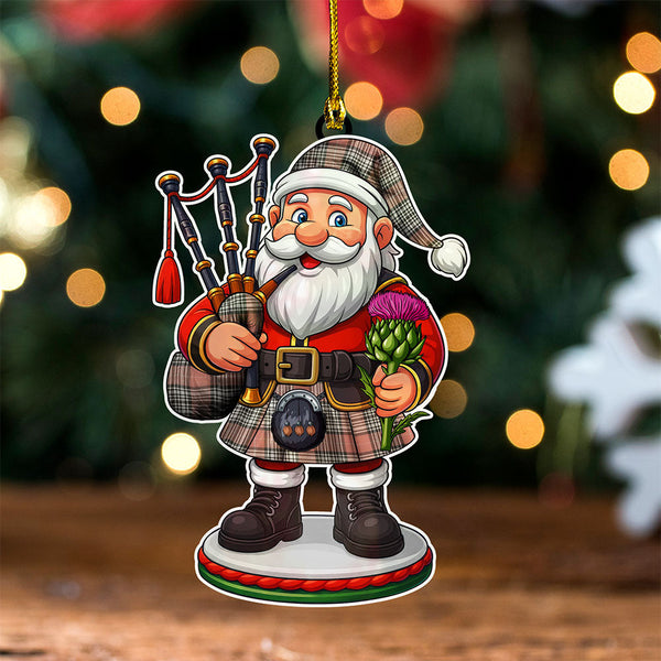 Napier Rose Weathered Clan Badge Tartan Wood Acrylic Ornament Scottish Santa Claus Bagpipe