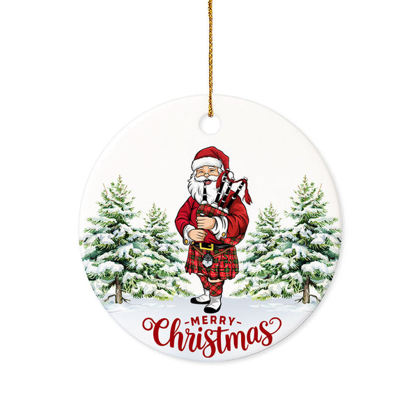 Nesbitt Modern Tartan Ceramic Ornament Santa