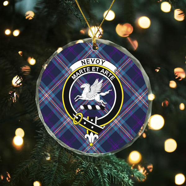 Nevoy Clan Badge Tartan Glass Ornament