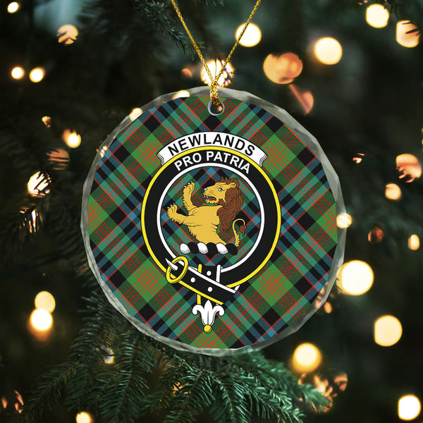 Newlands (Walker Newlands) Ancient Clan Badge Tartan Glass Ornament