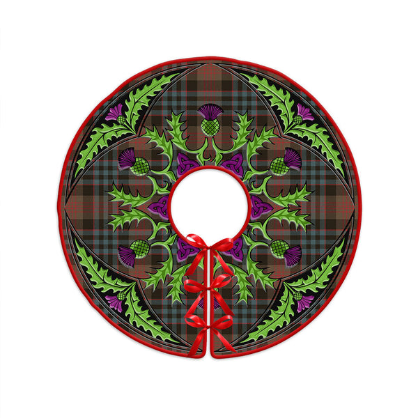 Newlands (Walker Newlands) Weathered Clan Badge Tartan Christmas Tree Skirt Scottish Thistle Design