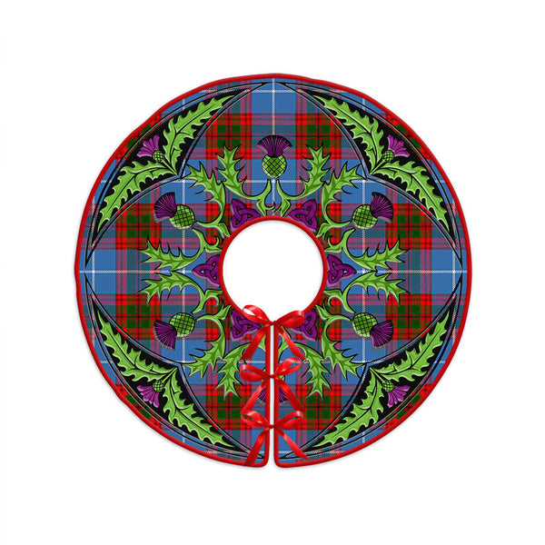 Newton Clan Badge Tartan Christmas Tree Skirt Scottish Thistle Design