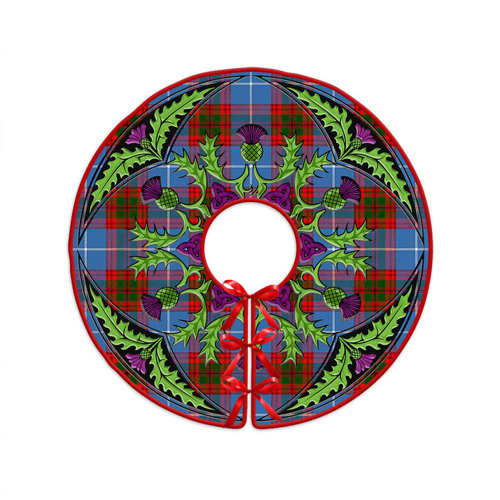 Newton Clan Badge Tartan Christmas Tree Skirt Scottish Thistle Design