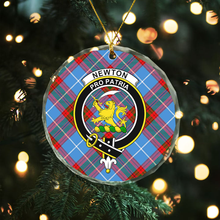 Newton Clan Badge Tartan Glass Ornament