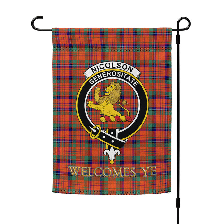 Nicolson Ancient Clan Badge Tartan Garden Flag